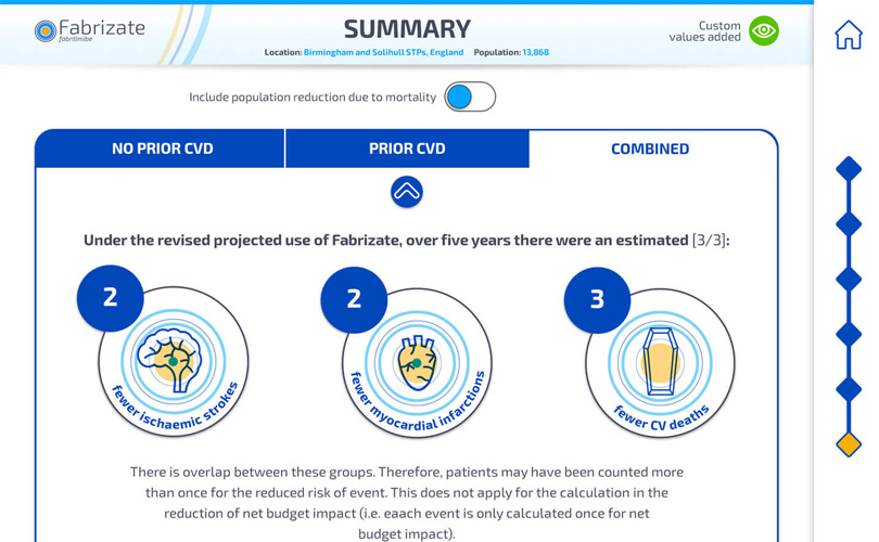 Screenshot of Outcomes app